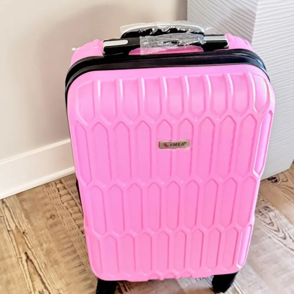 AMKA Honeycomb 20 in. Carry-On Expandable Spinner Suitcase luggage pink